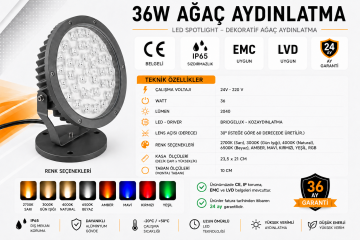 Led Ağaç Bahçe ve Peyzaj Aydınlatma Armatürü 36 Watt