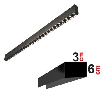 Tam Mercekli Led Linear Aydınlatma 106Cm Samsung Led Sıva Üstü Lineer Armatür 3x6 Cm Kasa