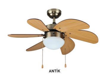 Kaşkar Taflan L36009 50W Işıklı Metal Gövde Ahşap 6 Kanatlı Tavan Tipi Vantilatörü