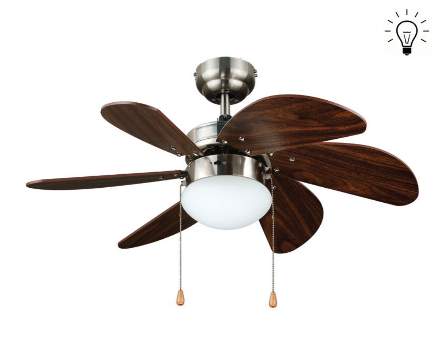 Kaşkar Taflan L36009 50W Işıklı Metal Gövde Ahşap 6 Kanatlı Tavan Tipi Vantilatörü