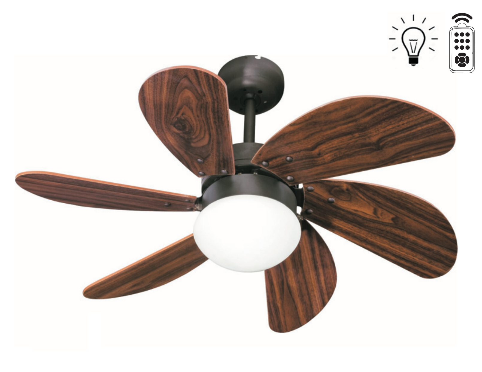 Kaşkar Taflan L36009 RC 50W Işıklı Metal Gövde Venge Ahşap 6 Kanatlı Tavan Tipi Vantilatörü