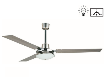 Kaşkar Taflan K48010 70W Işıklı Metal Saten Nikel Gövde Paslanmaz 3 Kanatlı Tavan Tipi Vantilatörü