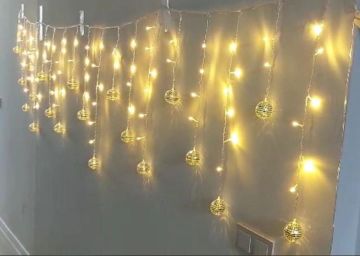 Animasyonlu Saçak Led Yılbaşı Süsü Ayna Küre Ledli 3 Metre 90 Ledli Ayna Küre Led Ağaç Süsü SNC-405