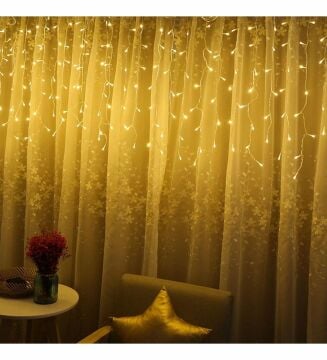 Led Perde Yılbaşı Süsü 2x2 Metre 480 Ledli Perde Yılbaşı Ağacı Süsü Fiş Tipi Şeffaf Kablo SNC-410