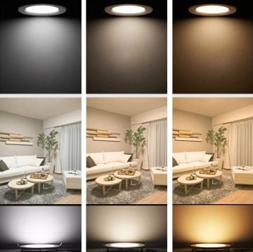 Goya 8 Watt Yuvarlak Dimlenebilir Samsung Ledli Spot Armatür GY 1735-8 3000  K (Gün Işığı) - Siyah - Titanyum - Dimli