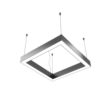 Kare Linear Aydınlatma Modern Led Avize Lineer Armatür 100x100CM - 4000K (Natural Işık) - Antrasit - Askılı