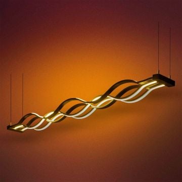 Dalga Modern Led Avize Sarkıt Linear Aydınlatma Sarkıt Lineer Avize 3000  K (Gün Işığı) - 120 W - Antrasit