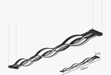 Dalga Modern Led Avize Sarkıt Linear Aydınlatma Sarkıt Lineer Avize 3000  K (Gün Işığı) - 120 W - Antrasit