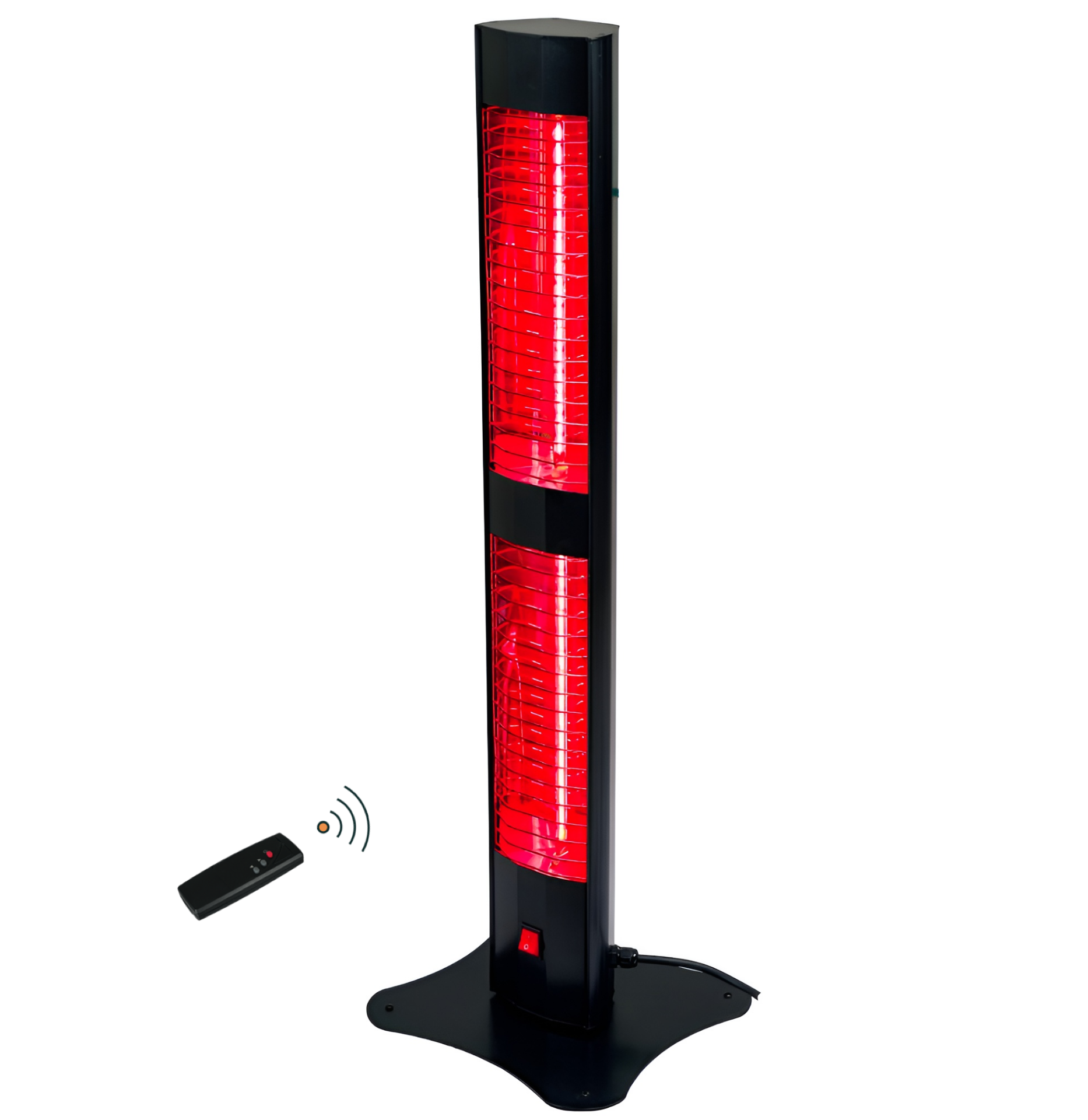Ardonat 3000W Kumandalı Dikili Tipi Dış Mekan Kafe Restoran Isıtıcı Çift Gözlü Devrilme Emniyetli Halogen Black