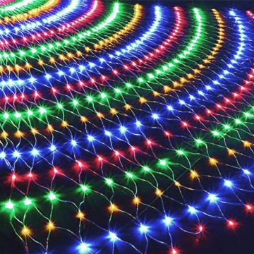 Animasyonlu Balıkçı Ağı Renkli Led Yılbaşı Süsü 1,5x1,5 Metre 240 Ledli Ağ Yılbaşı Ağacı Süsü Fiş Tipi SNC-414-1