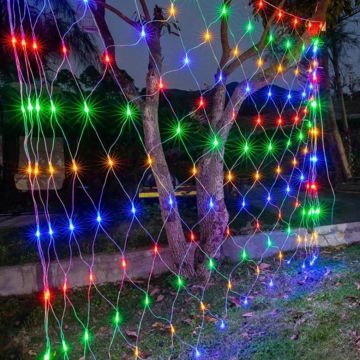 Animasyonlu Balıkçı Ağı Renkli Led Yılbaşı Süsü 1,5x1,5 Metre 240 Ledli Ağ Yılbaşı Ağacı Süsü Fiş Tipi SNC-414-1