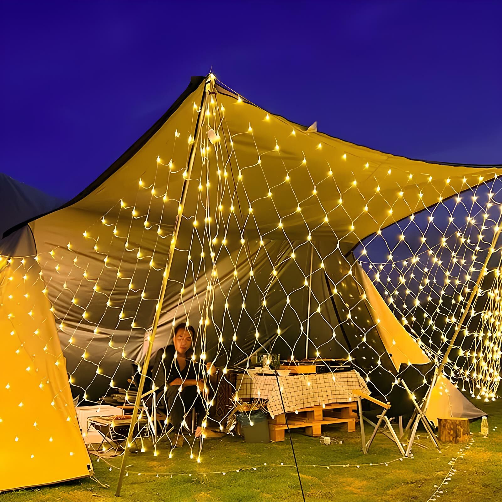 Animasyonlu Kamp Balıkçı Ağı Led Yılbaşı Süsü 3x2 Metre 600 Ledli Kamp Yılbaşı Ağacı Süsü Fiş Tipi SNC-415-1