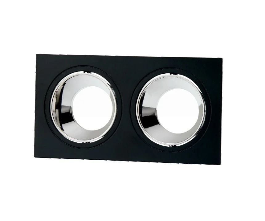 Noas Hazar İkili Kare Siyah Platin Dekoratif Boş Kasa Spot YL60-2329