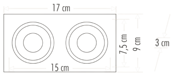 Noas Hazar İkili Kare Siyah Platin Dekoratif Boş Kasa Spot YL60-2329