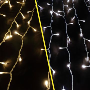 Flaşlı Renkli Saçak Bahçe Led Yılbaşı Süsü 2,4 Metre 196 Ledli Ağ Yılbaşı Ağacı Süsü Fiş Tipi SNC-502-2
