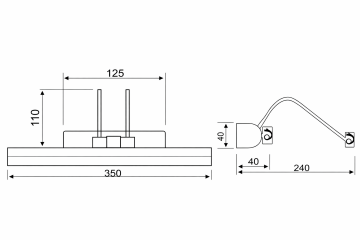 Krom Kasa Ayna ve Tablo Üstü Flüt Aplik 35CM
