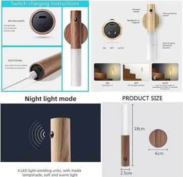 Noas İnka Dekoratif Şarjlı Led Duvar ve Koridor Aplik Aydınlatma YL05-5102