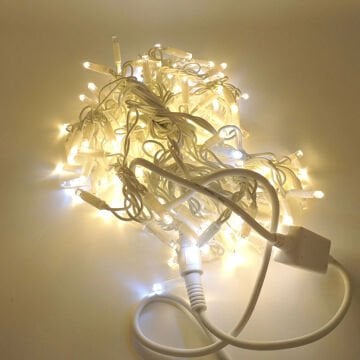 Flaşlı Bahçe Led Saçak Yılbaşı Süsü 10 Metre 100 Ledli Saçak Yılbaşı Ağacı Süsü Beyaz Kablo SNC-510