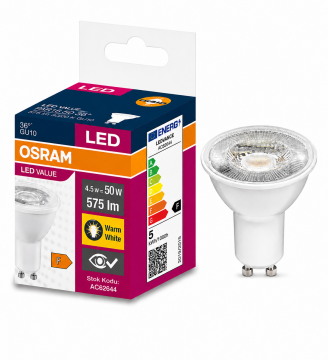 Osram 4,5 Watt GU10 Duylu Çanak Ampul 3000K Gün Işığı AC62643