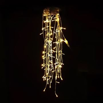 Renkli Saçak Led Yılbaşı Süsü 3x1 Metre 300 Ledli Yılbaşı Ağacı Süsü Beyaz Kablo SNC-520