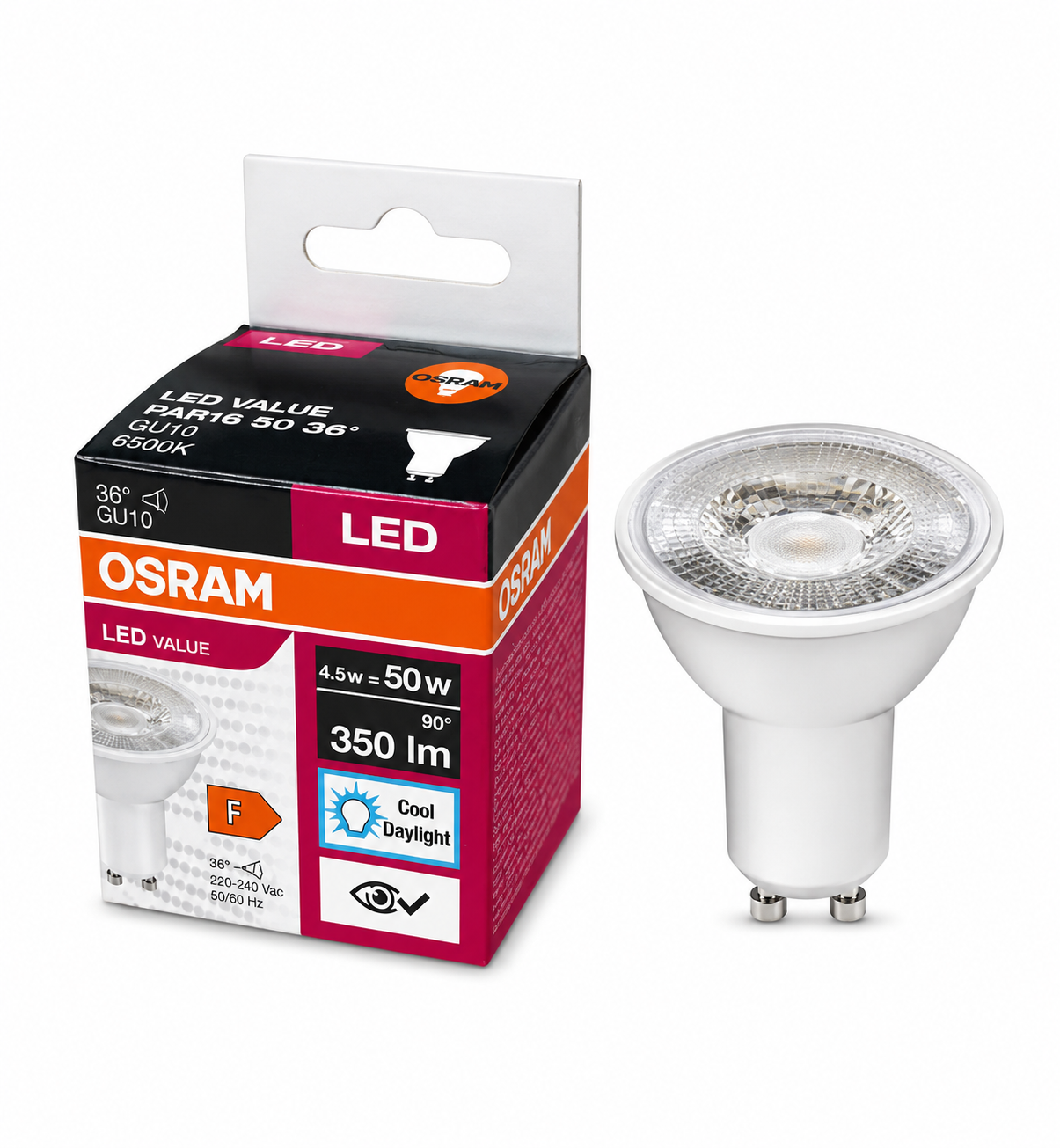 Osram 4,5 Watt GU10 Duylu Çanak Ampul 6500K Beyaz Işık AC62645