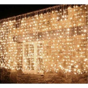 Sarkıt Saçak Led Yılbaşı Süsü 2x2 Metre 400 Ledli Saçak Yılbaşı Ağacı Süsü Siyah Kablo SNC-602