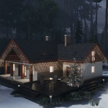 Sarkıt Saçak Led Yılbaşı Süsü 2x2 Metre 400 Ledli Saçak Yılbaşı Ağacı Süsü Siyah Kablo SNC-602