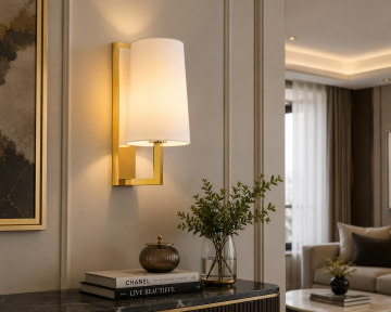 Vienna Gold Otel Yatak Başı Apliği Kumaş Şapkalı Duvar Abajuru E27