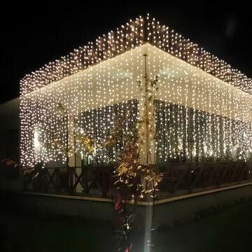 Flaşlı Sarkıt Saçak Led Yılbaşı Süsü 2x2 Metre 400 Ledli Saçak Yılbaşı Ağacı Süsü Beyaz Kablo SNC-603