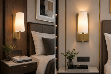 Vienna Eskitme Otel Yatak Başı Apliği Kumaş Şapkalı Duvar Abajuru E27