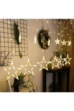 Animasyonlu Yıldız Neon Yılbaşı Perde Süsü 60-90 Cm 3 Metre Yıldız Neon Ledli Yılbaşı Süsü SNC-609