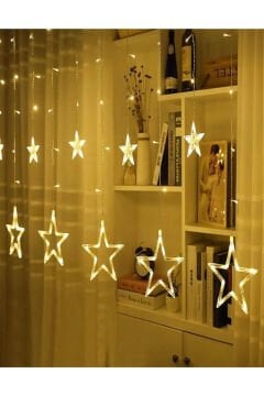 Animasyonlu Yıldız Neon Yılbaşı Perde Süsü 60-90 Cm 3 Metre Yıldız Neon Ledli Yılbaşı Süsü SNC-609