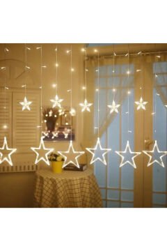 Animasyonlu Yıldız Neon Yılbaşı Perde Süsü 60-90 Cm 3 Metre Yıldız Neon Ledli Yılbaşı Süsü SNC-609