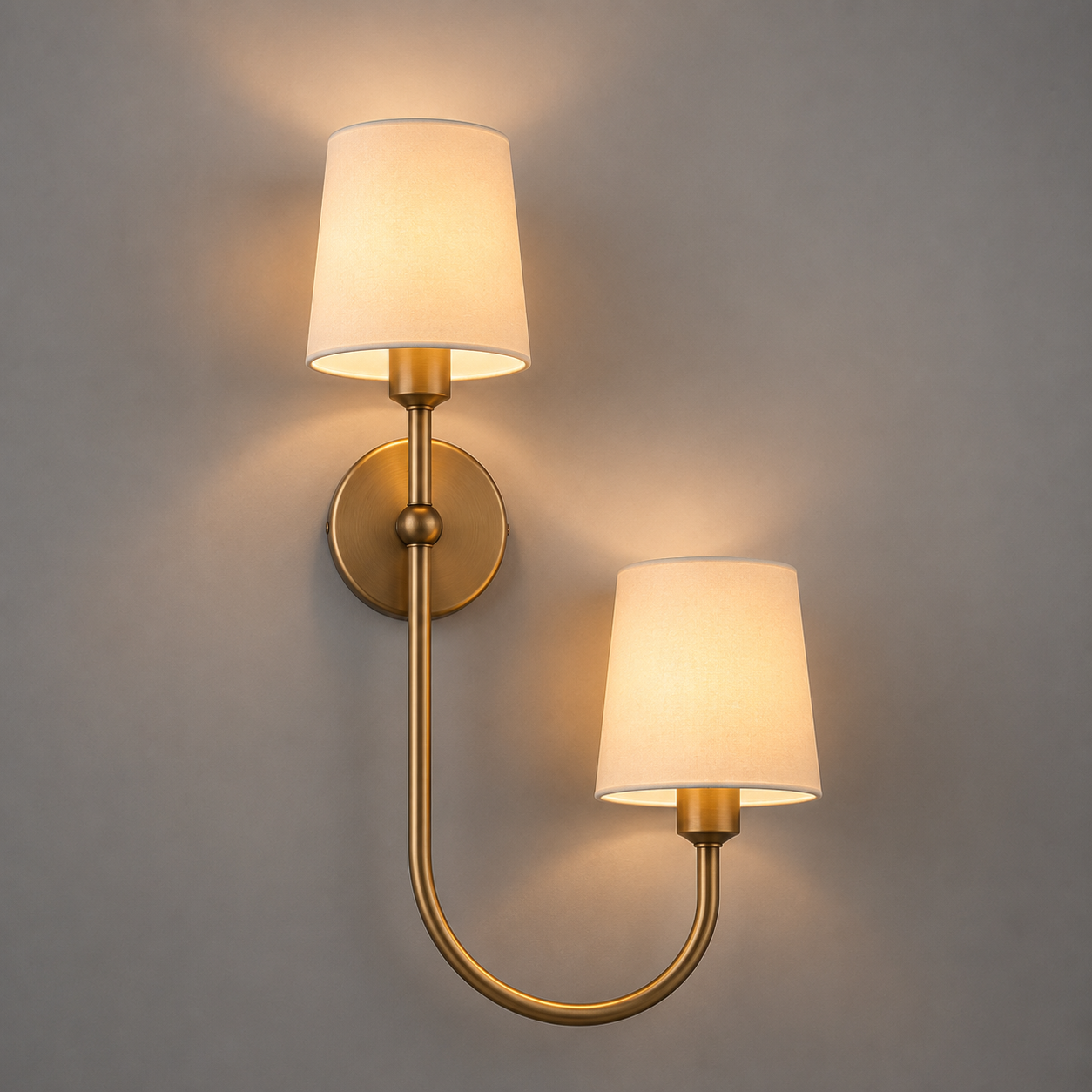 Belmont Gold Çift Kumaş Şapkalı Dekoratif Otel ve Yatak Başı Duvar Apliği