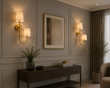 Belmont Gold Çift Kumaş Şapkalı Dekoratif Otel ve Yatak Başı Duvar Apliği