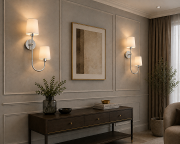 Belmont Krom Çift Kumaş Şapkalı Dekoratif Duvar Apliği