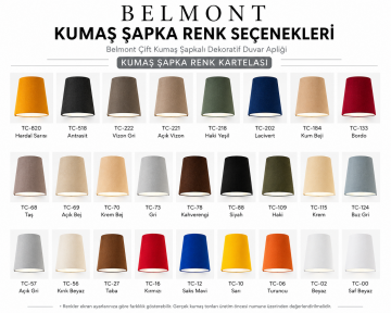 Belmont Krom Çift Kumaş Şapkalı Dekoratif Otel ve Yatak Başı Duvar Apliği