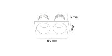 Goya 2x8 Watt İkili Kare Samsung Ledli Spot Armatür GY 1732-8 3000  K (Gün Işığı) - Siyah - Dimsiz