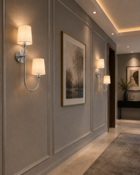 Belmont Krom Çift Kumaş Şapkalı Dekoratif Duvar Apliği