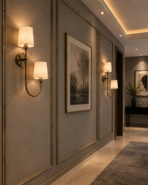Belmont Eskitme Çift Kumaş Şapkalı Dekoratif Otel ve Yatak Başı Duvar Apliği
