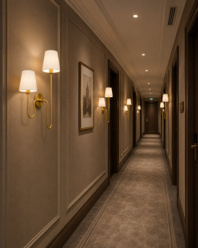 Astoria Gold Çift Kumaş Şapkalı Yatak Başı ve Otel Duvar Apliği