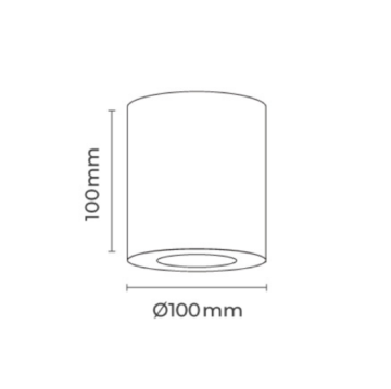 Sıva Üstü Silindir Led Spot Armatür 10x10 Cm Siyah - Siyah