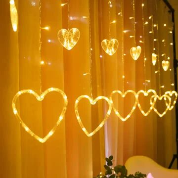 Animasyonlu Kalp Set Led Yılbaşı Perde Süsü 60-90 Cm 3 Metre Kalp Set Ledli Yılbaşı Süsü SNC-613