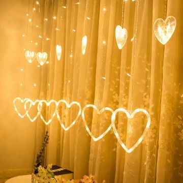Animasyonlu Kalp Set Led Yılbaşı Perde Süsü 60-90 Cm 3 Metre Kalp Set Ledli Yılbaşı Süsü SNC-613