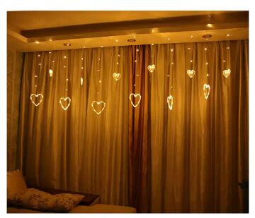 Animasyonlu Kalp Set Led Yılbaşı Perde Süsü 60-90 Cm 3 Metre Kalp Set Ledli Yılbaşı Süsü SNC-613