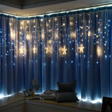 Animasyonlu Yıldız Set Led Yılbaşı Perde Süsü 60-90 Cm 3 Metre Yıldız Set Ledli Yılbaşı Süsü SNC-614