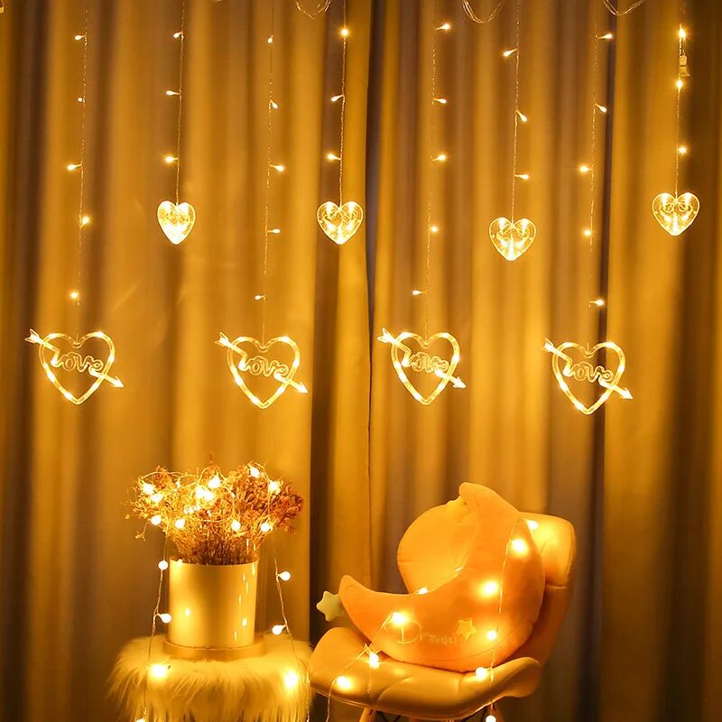 Animasyonlu Kalp ve Love Set Led Yılbaşı Perde Süsü 60-90 Cm 3 Metre Kalp ve Love Set Ledli Yılbaşı Süsü SNC-618