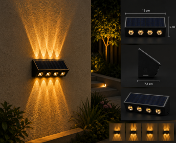 Cata 20W Solar Şarjlı Led Duvar Bahçe Aydınlatma Aplik Amber CT-8010