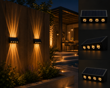 Cata 20W Solar Şarjlı Led Duvar Bahçe Aydınlatma Aplik Amber CT-8010