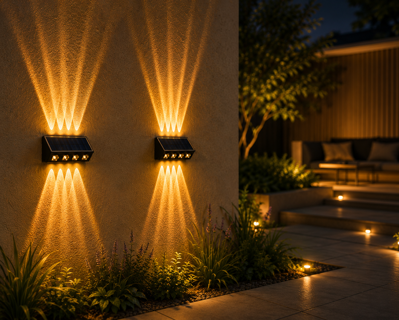 Cata 20W Solar Şarjlı Led Duvar Bahçe Aydınlatma Aplik Amber CT-8010